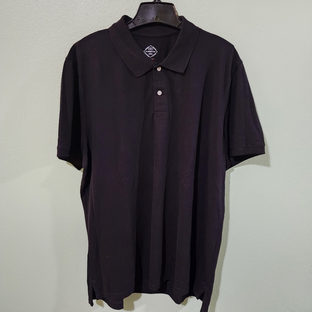 Men's St. John's Bay Premium Stretch Slim Fit Short Sleeve Black Polo Size XL
